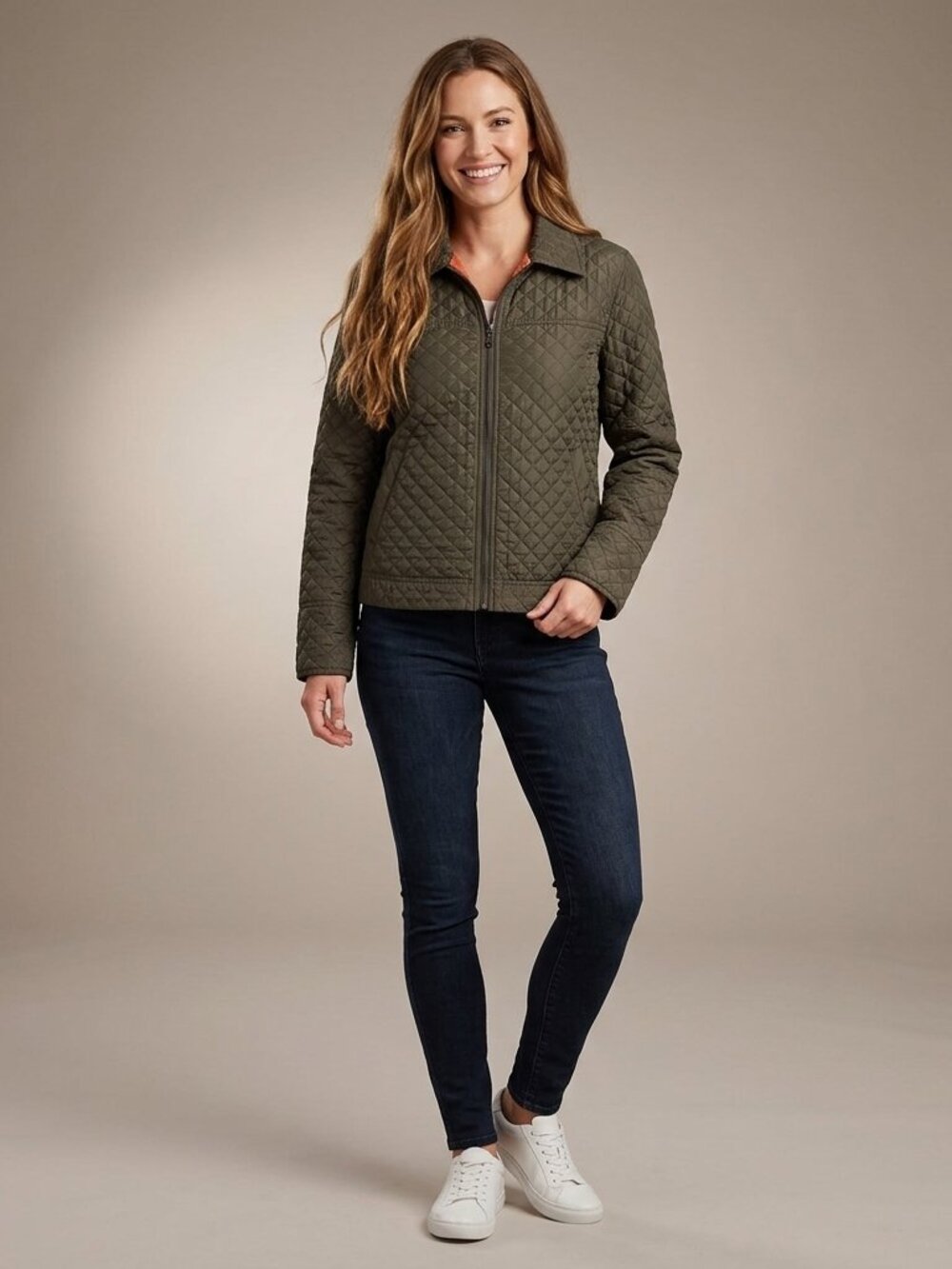 Vintage Debra DeRoo 100% Silk Quilted Jacket Olive Green Womens Size M Luxury